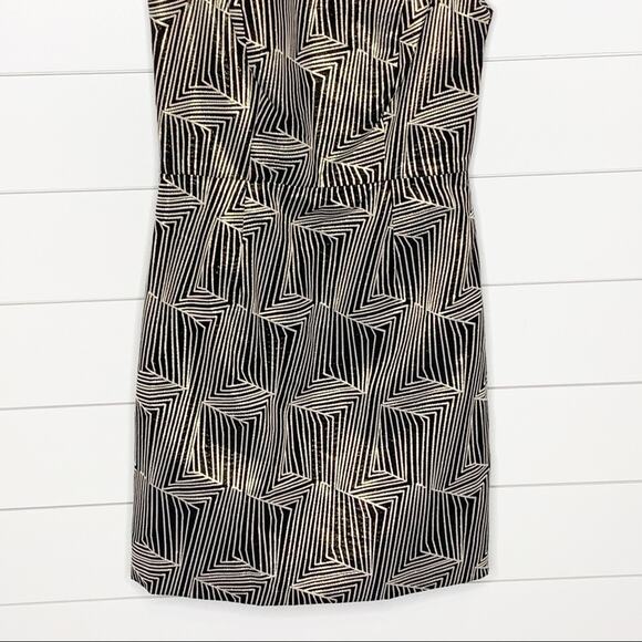 Shoshanna Glenda Abstract Jacquard Metallic Sheath Dress Black Gold Size 4 - Picture 4 of 10